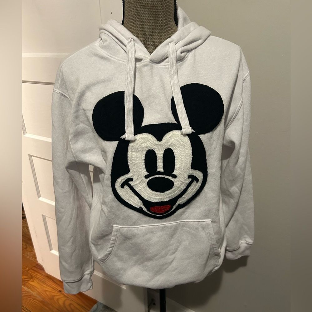 Disney Mickey Mouse Embroidered Graphic White Hoodie